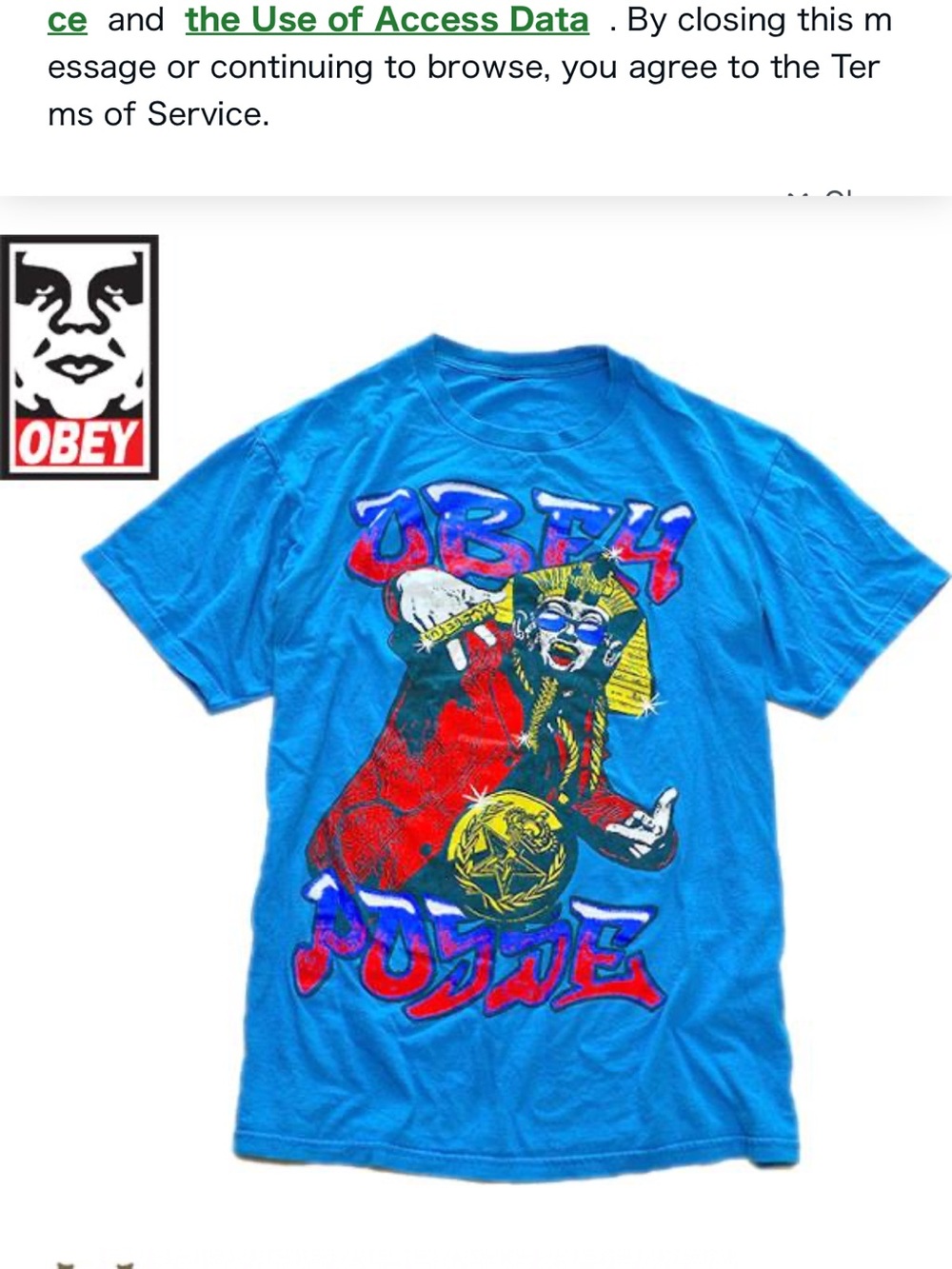 Obey Men’s Bright Blue Short-Sleeve Graphic Tee with Multi-Color Print